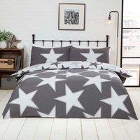 Rapport Home All Stars Polycotton Reversible Duvet Set with Pillowcase in Grey | Size: Single
