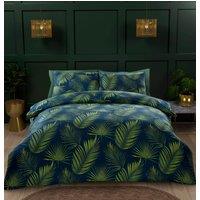 Rapport Home Tropical Palma Floral Microfibre Duvet Cover Set with Pillowcase in Green | Size: Double
