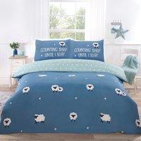 Rapport Home Counting Sheep Microfibre Duvet Cover Set Cover with Pillowcase in Blue | Size: King