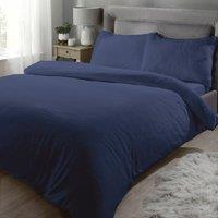 Rapport Home Teddy Fleece Polyester Duvet Cover Set With Pillowcase in Navy | Size: Double