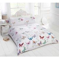 Rapport Home Mariposa Polycotton Duvet Cover Set With Pillowcase in White | Size: Single