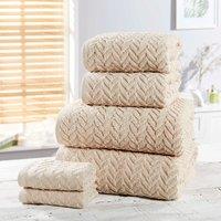 Rapport Home Herringbone 500 GSM Cotton Super Soft Towel in Natural