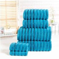 Rapport Home Ribbed Super Soft Cotton Towel in Teal