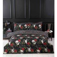 Rapport Home Skulls & Roses Microfibre Duvet Set with Pillowcase | Size: Single
