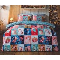 Rapport Home Advent Calendar Microfibre Duvet Cover Set with Pillowcase in Blue | Size: Double
