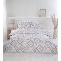 Rapport Home Ikat Bohemian Reversible Polycotton Duvet Cover Set With Pillowcase in Natural | Size: Single