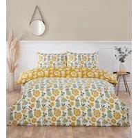 Rapport Home Victorian Bloom Microfibre Reversible Duvet Cover Set with Pillowcase in Yellow | Size: Single
