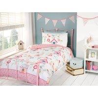 Rapport Home Birds Houses Polycotton Duvet Cover Set With Pillowcase in Pink | Size: Double