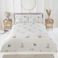 Rapport Home Purrrfect Microfibre Reversible Duvet Cover Set with Pillowcase in Grey | Size: Double