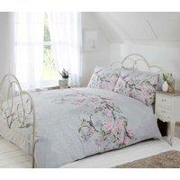Rapport Home Eloise Floral Polycotton Duvet Cover Set with Pillowcase in Light Grey | Size: Single