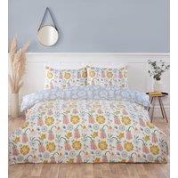 Rapport Home Victorian Bloom Microfibre Reversible Duvet Cover Set with Pillowcase in Blue | Size: Single