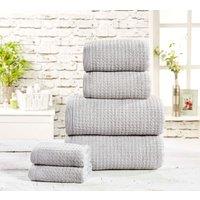 Rapport Home Waffle Textured Cotton Towels Super Soft & Absorbent in Light Grey