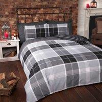 Rapport Home Argyle Design Tartan Polycotton Duvet Set With Pillowcase in Grey | Size: Single