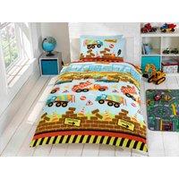 Rapport Home Under Construction Polycotton Duvet Cover Set with Pillowcase in Light Blue | Size: Single