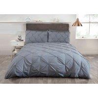 Rapport Home Pintuck Balmoral Duvet Cover Set in Silver | Size: Single