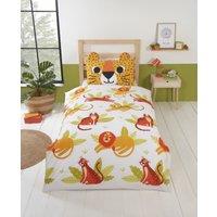 Rapport Home Wild Cats Polycotton Duvet Cover Set With Pillowcase in Orange | Size: Single