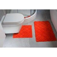 Rapport Home Kyra 2 Piece Bathroom Cotton Mat & Pedestal Set in Red