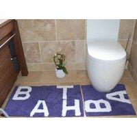 Rapport Home Text 2 Piece Bathroom Cotton Mat & Pedestal Set in Violet
