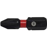 Forgefix ForgeFast Pozidriv Compatible Impact Bit PZ2 x 25mm (Card 2) in Black