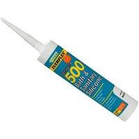 Everbuild 500 Bath & Sanitary Silicone Sealant Ivory 290Ml in White