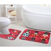 Velosso 2 Piece Christmas Memory Foam Bath & Pedestal Mat Set Bath | Size: Large