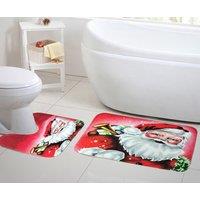Velosso 2 Piece Christmas Memory Foam Bath & Pedestal Mat Set Bath in Red | Size: Large