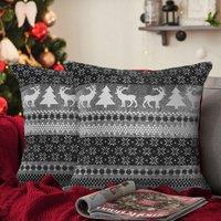 Velosso Nordic Snowflake Filled Christmas Cushion in Silver | Size: 43 cm x 43 cm