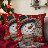 Velosso Snowman Presents Filled Christmas Cushion | Size: 43 cm x 43 cm
