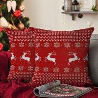 Velosso Dancing Stags Filled Christmas Cushion | Size: 43 cm x 43 cm