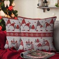 Velosso Standing Gonks Filled Christmas Cushion in Grey | Size: 43 cm x 43 cm