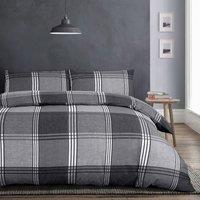 Velosso Hamilton Check Cotton Rich Printed Duvet Cover & Pillowcase Set in Grey | Size: Single