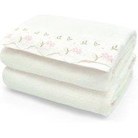 Velosso Elegant Floral Embroiderd Cotton Guest Towels in Cream