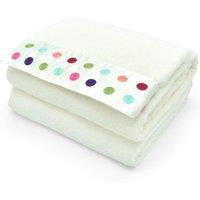 Velosso Polka Dot Embroidered Cotton Guest Towels - Soft in White