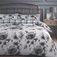 Velosso Cassia Floral Duvet Cover Set in Grey | Size: Single