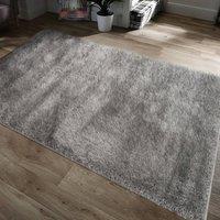 Home Republic Majestic Shaggy Textured Fluffy Rug in Silver | Size: 60 cm x 100 cm