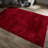 Home Republic Majestic Shaggy Textured Fluffy Rug in Red | Size: 60 cm x 100 cm