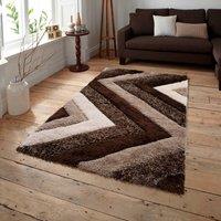 Home Republic Chevron Carved Shaggy Textured Fluffy Rug in Beige | Size: 80 cm x 150 cm