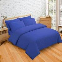 Velosso Moden Plain Dyed Duvet Cover & Pillowcase with Button Enclosure in Blue | Size: Single