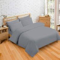 Velosso Moden Plain Dyed Duvet Cover & Pillowcase with Button Enclosure in Grey | Size: Double