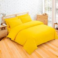 Velosso Moden Plain Dyed Duvet Cover & Pillowcase with Button Enclosure in Yellow | Size: King