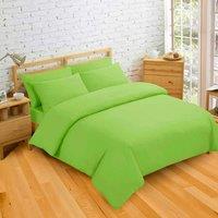 Velosso Moden Plain Dyed Duvet Cover & Pillowcase with Button Enclosure in Lime | Size: Double