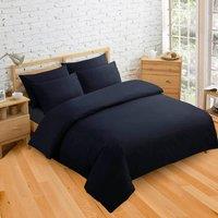 Velosso Moden Plain Dyed Duvet Cover & Pillowcase with Button Enclosure in Black | Size: King