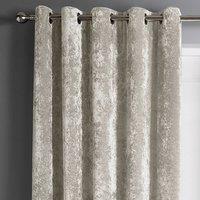 Intimates Crushed Velvet Ready Made Eyelet Curtains in Natural | Size: 117 cm width x 229 cm drop