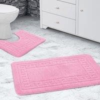 Velosso Greek Key Bathmat Set - Antislip in Pink
