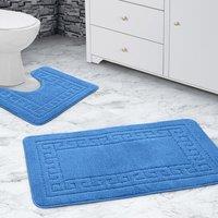 Velosso Greek Key Bathmat Set - Antislip in Blue