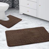 Velosso Greek Key Bathmat Set - Antislip in Chocolate