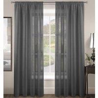 Velosso Rivera Plain Voile Panel Sheer Curtains in Dark Grey | Size: 150 cm width x 121 cm drop