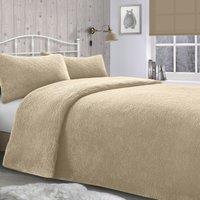Velosso Plain Teddy Warm & Cosy Duvet Cover & Pillowcase Set in Taupe | Size: Double
