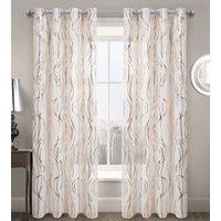 Velosso Swirls Sheer Voile Panel Ring Top in Gold | Size: 150 cm width x 122 cm drop