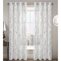 Velosso Swirls Sheer Voile Panel Ring Top in Silver | Size: 150 cm width x 122 cm drop